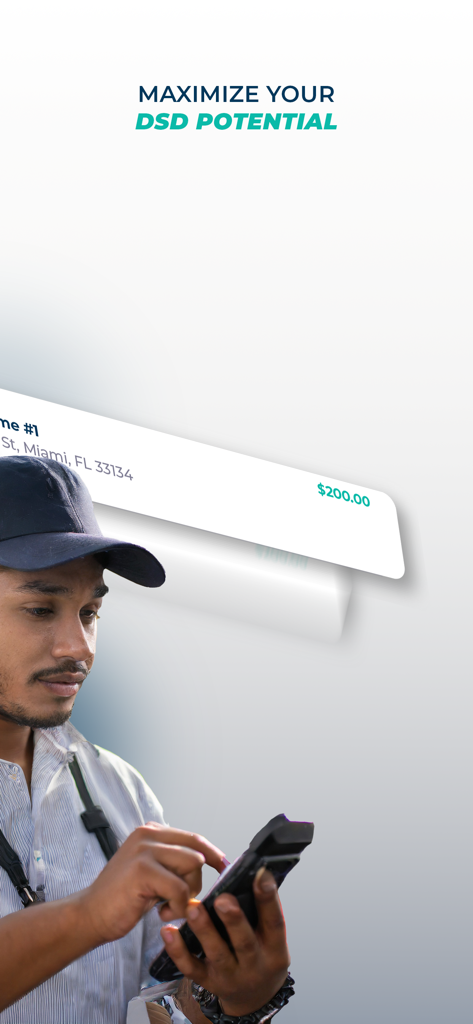 A field sales representative using a handheld mobile device to manage direct store delivery with the Listaso app.
