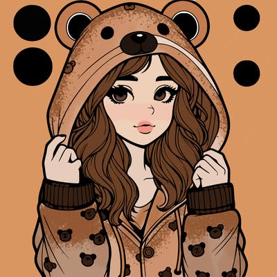 realistic girl in a animal pjs hoodie