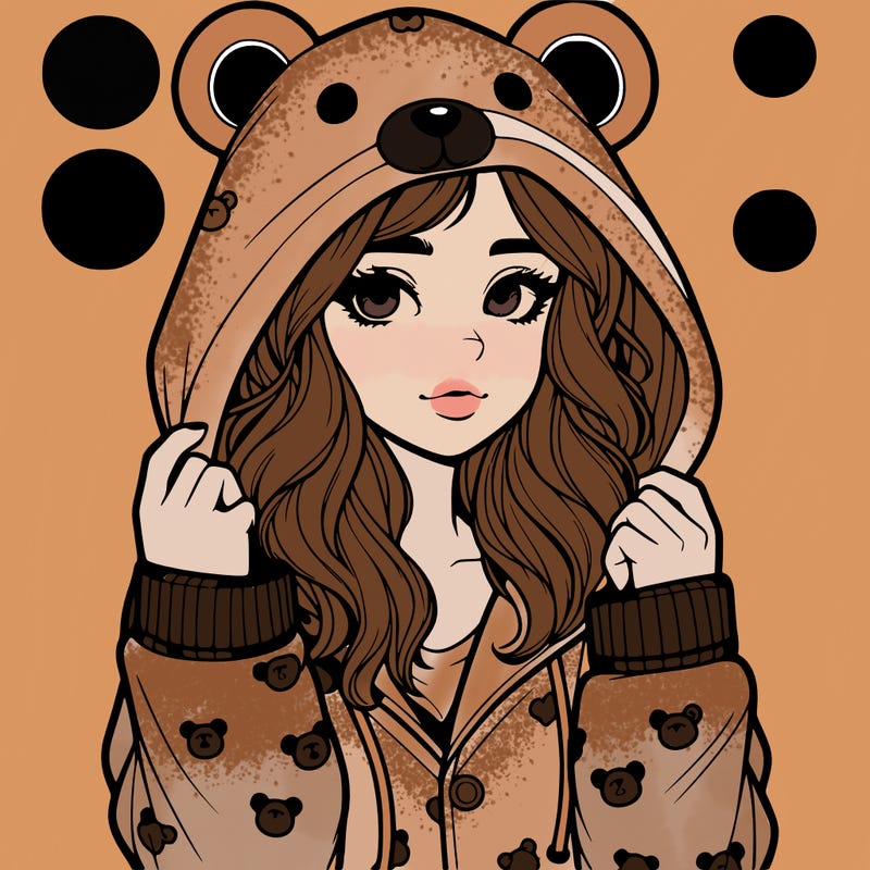 realistic girl in a animal pjs hoodie