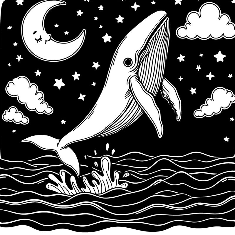 night set whale jumping out of ocean