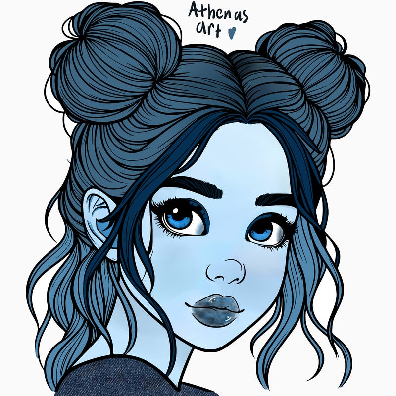 realistic girl with hair buns on her head