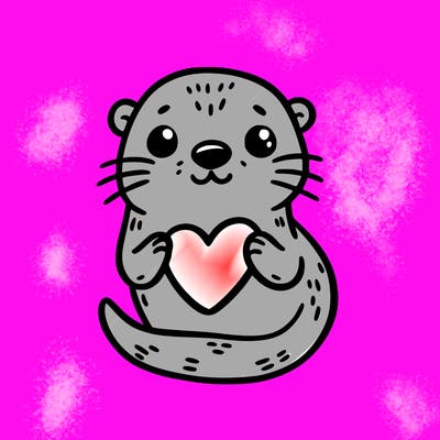 otter with a heart