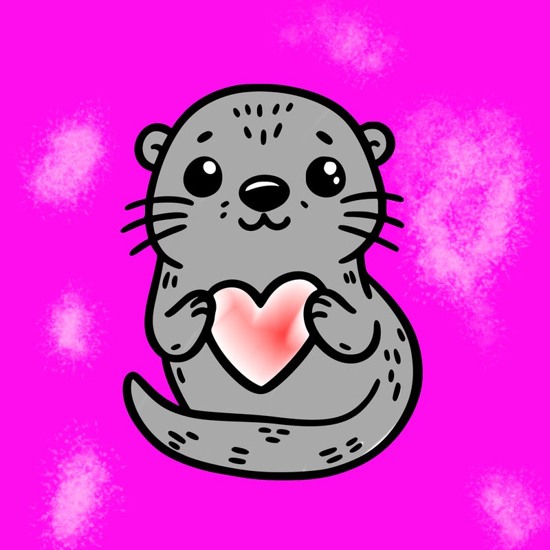 otter with a heart