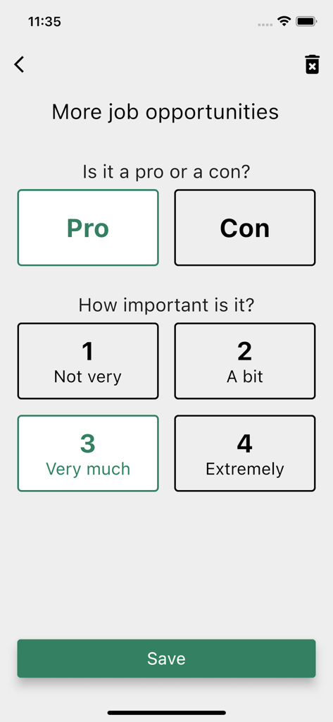 Pros & cons lists - Adicione um argumento ponderado de prós ou contras a uma lista de decisões