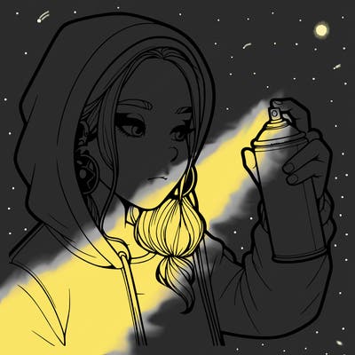 a realistic girl, spray painting