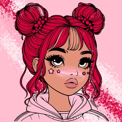 realistic girl with space buns