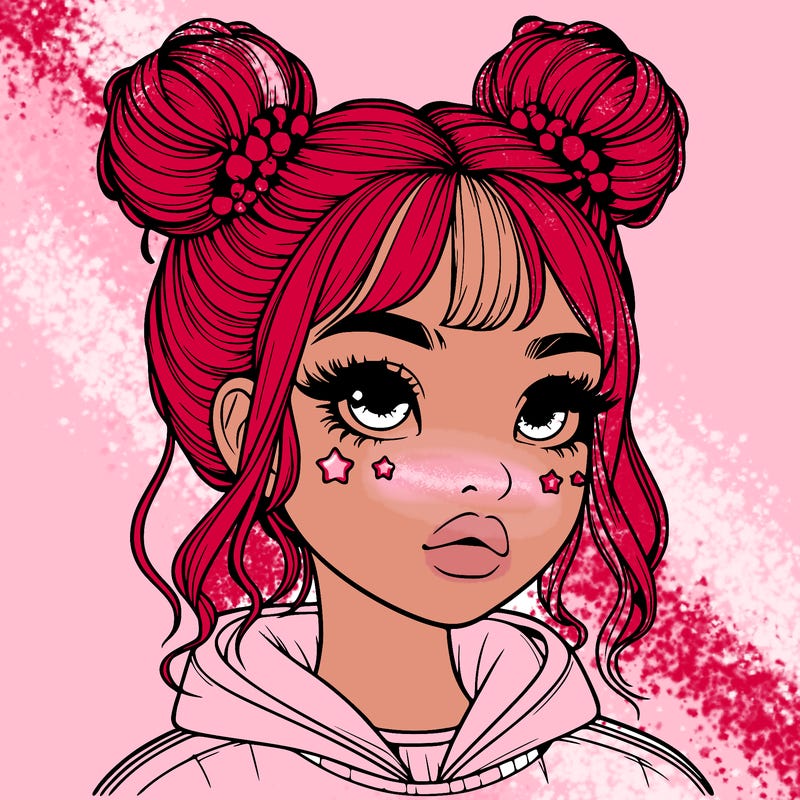 realistic girl with space buns
