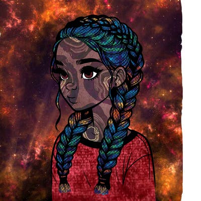 realistic girl with braids