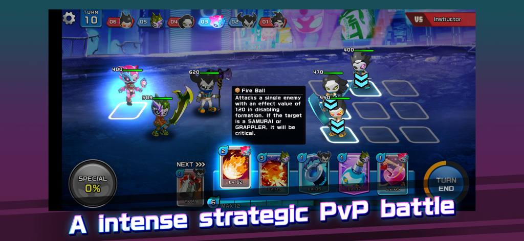 PROJECT_XENO - A real-time strategic PvP battle scene in PROJECT XENO featuring skill cards and tactical character positioning