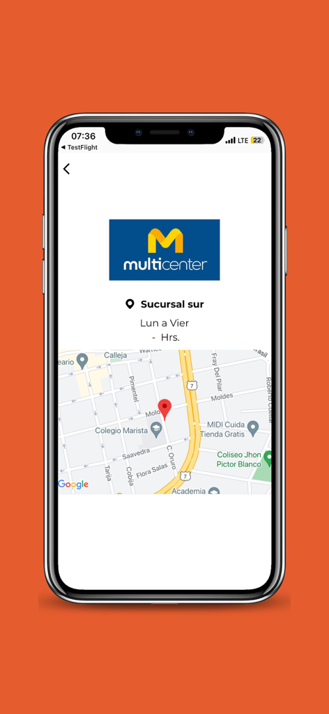 ConstruPuntos - Multicenter store location and map view in the ConstruPuntos app
