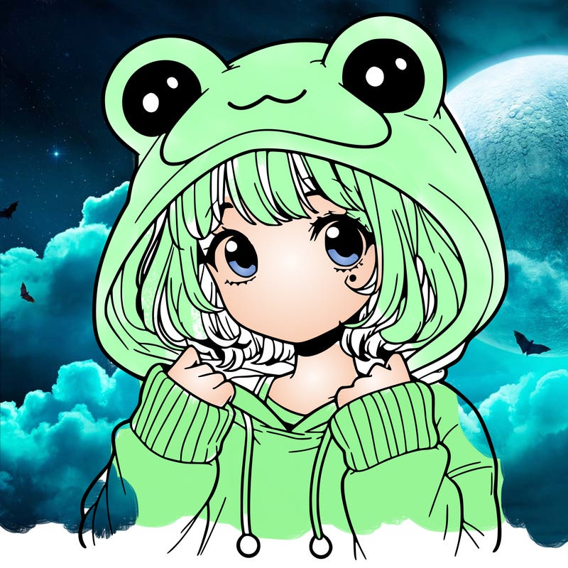 a cute teenage girl wearing a frog hoodie