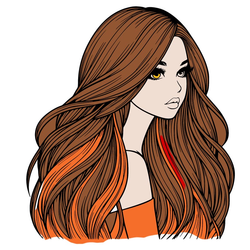 realistic girl with long realistic hair