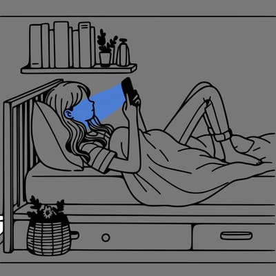 a girl laying on her bed with her phone