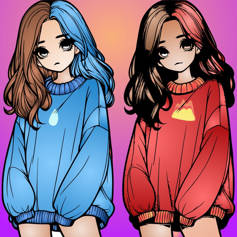 realistic girl with baggy sweater