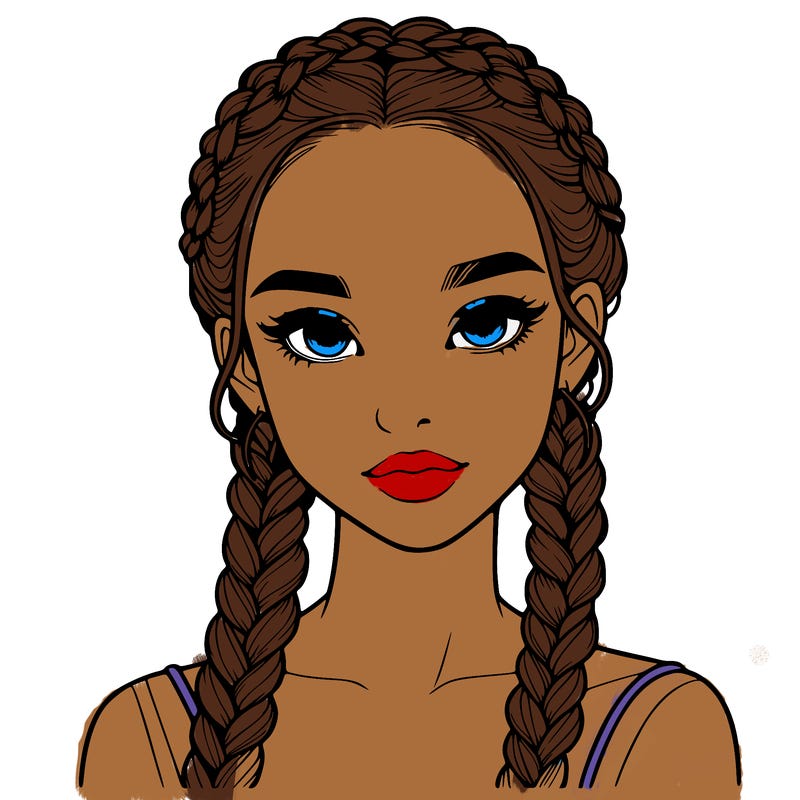 realistic girl with braids