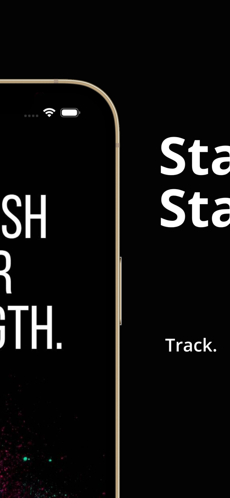 THINKCRM FITNESS - Primo piano di uno smartphone che visualizza testo di monitoraggio fitness su sfondo scuro per l'app THINKCRM FITNESS.