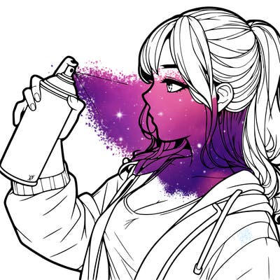 a realistic girl spray, painting