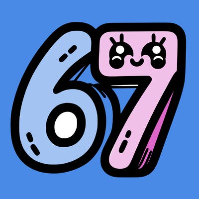 the numbers 67