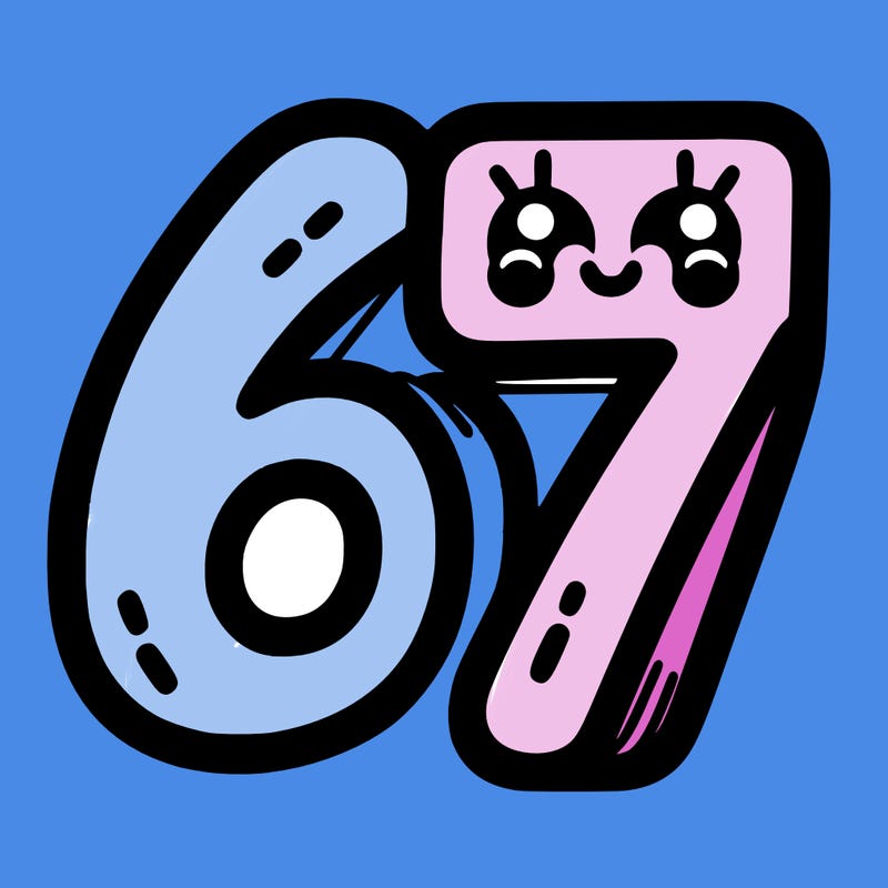 the numbers 67