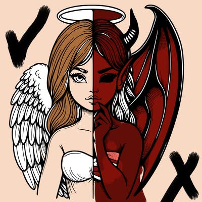 realistic angel half demon