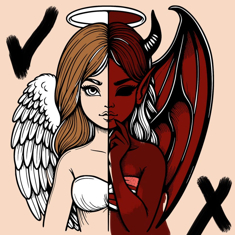 realistic angel half demon