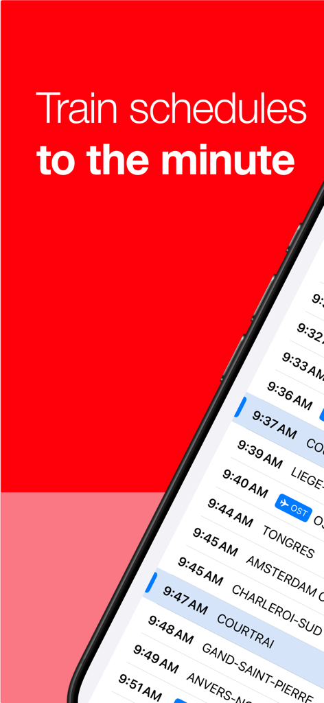 BH — Train schedules - A mobile phone screen displaying precise train departure times and destinations for European rail travel