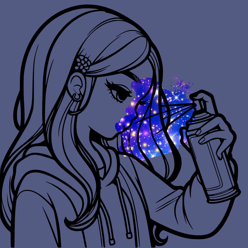 a realistic girl spray painting