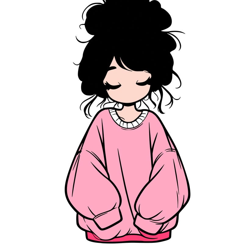 girl with baggy sweatshirt and messy bun