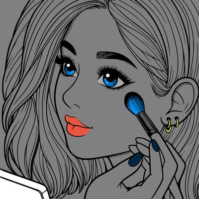 a realistic girl doing her makeup