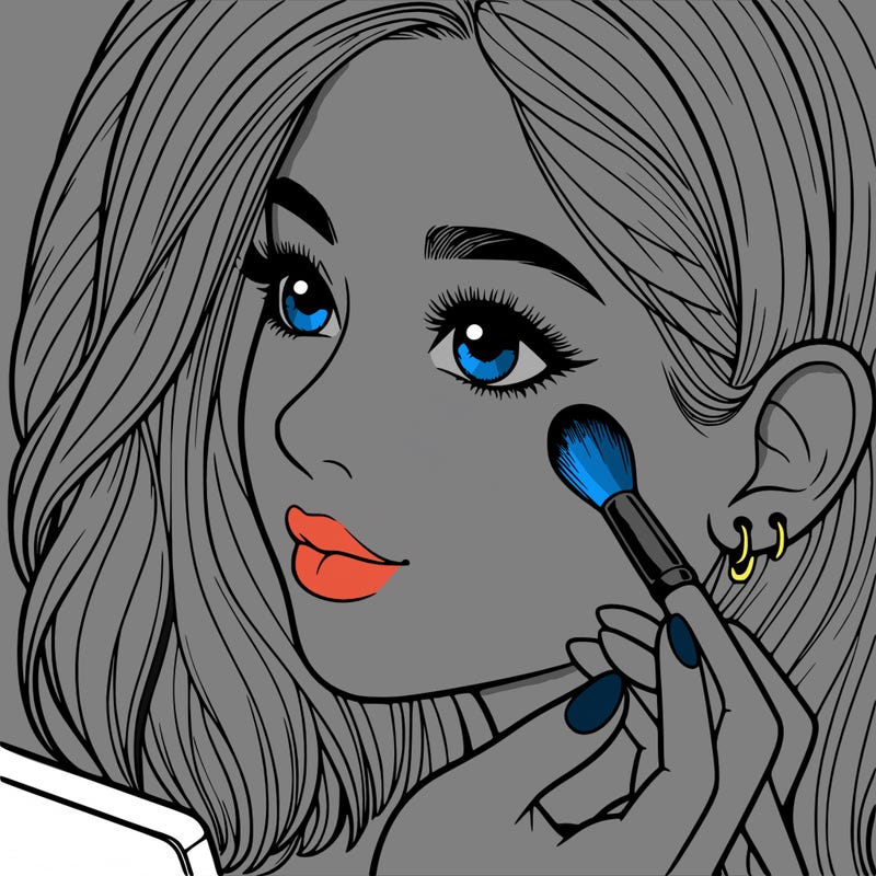 a realistic girl doing her makeup