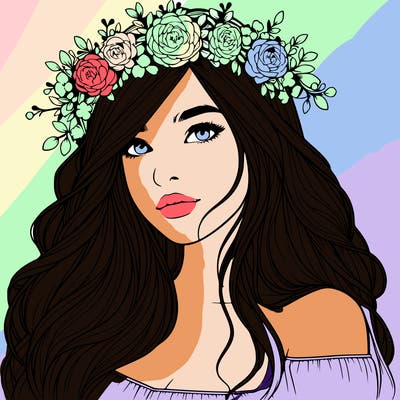 realistic girl with flower crown