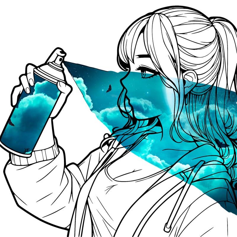 a realistic girl spray, painting