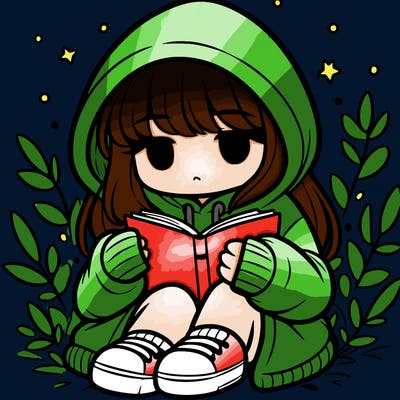 girl in oversized hoodie reading a book