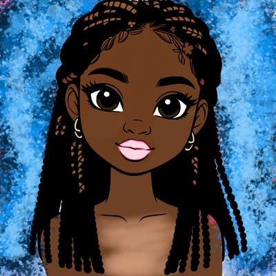 a realistic black girl with braids