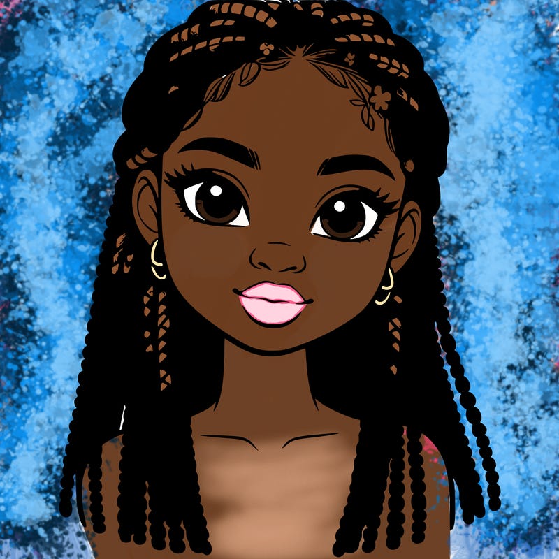 a realistic black girl with braids