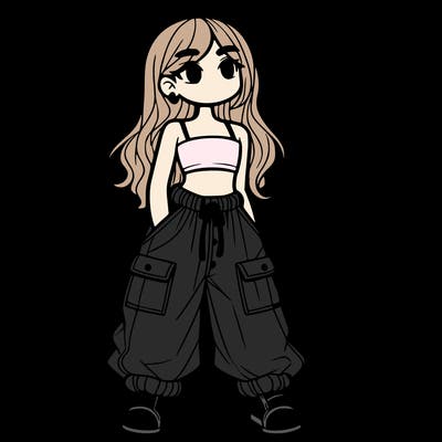 girl in crop top and bagy pants