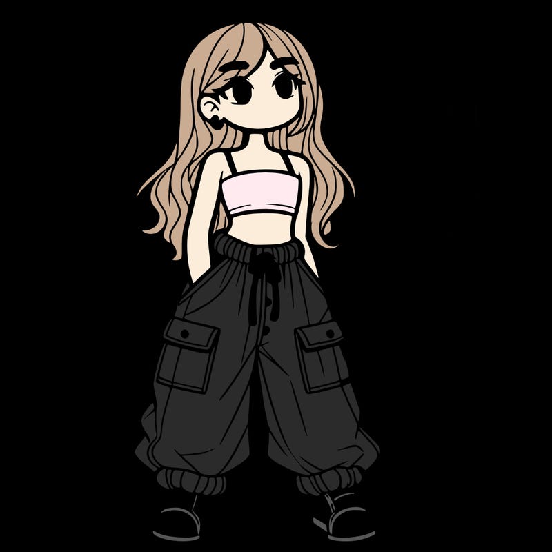 girl in crop top and bagy pants