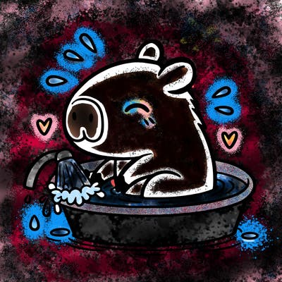 capybara taking a bath