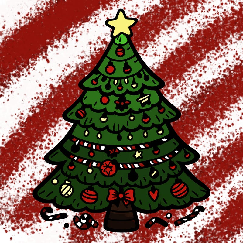 christmas tree with lots of details