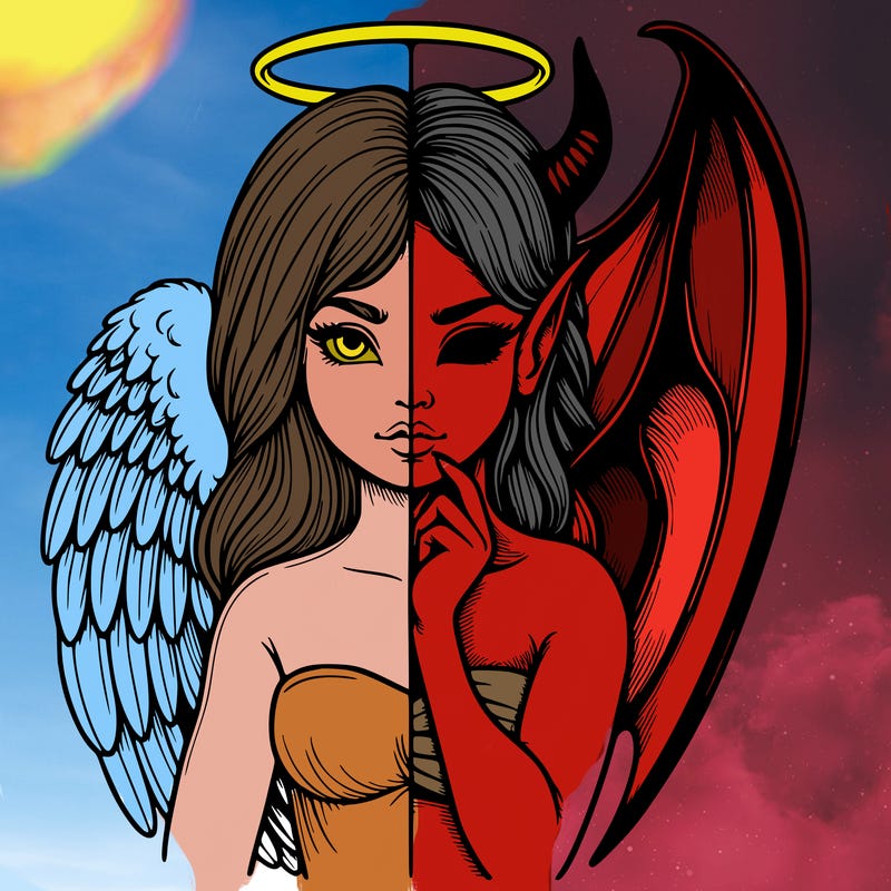 realistic angel half demon