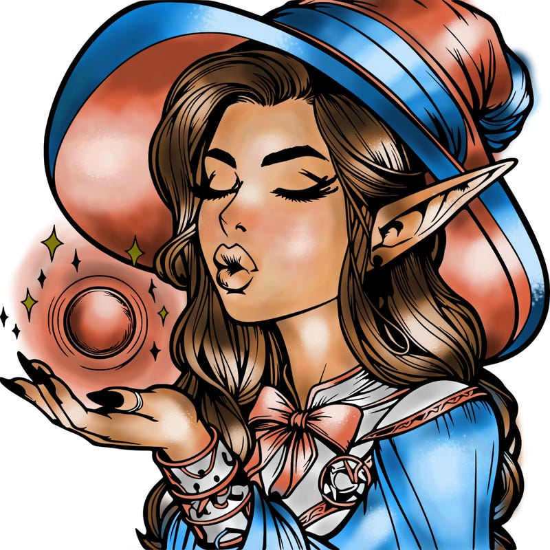 realistic elf casting a spell with lips