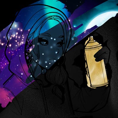 a realistic girl, spray painting