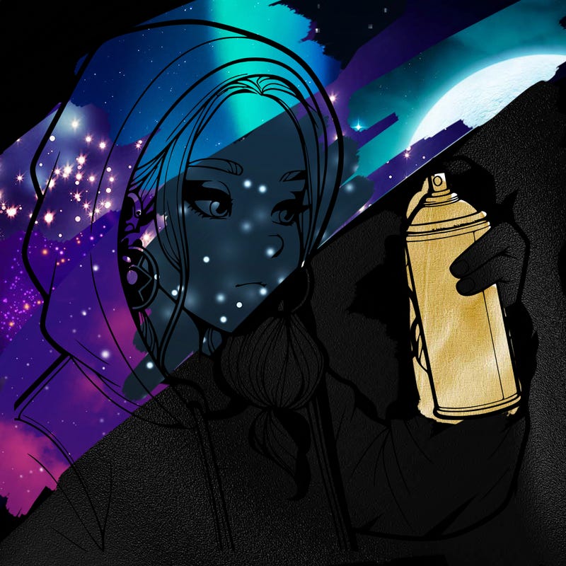 a realistic girl, spray painting