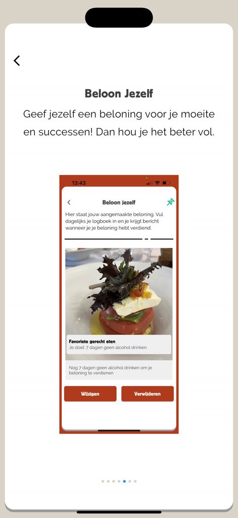 Maxx: grip op alcoholgebruik - Screenshot of the Maxx app Reward Yourself screen showing a reward for reaching a seven day goal without alcohol.
