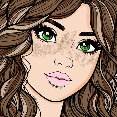 beautiful realistic girl close up to the camera with wavy hair,