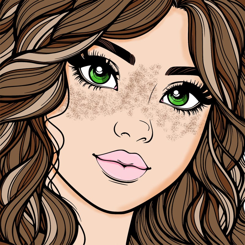 beautiful realistic girl close up to the camera with wavy hair,