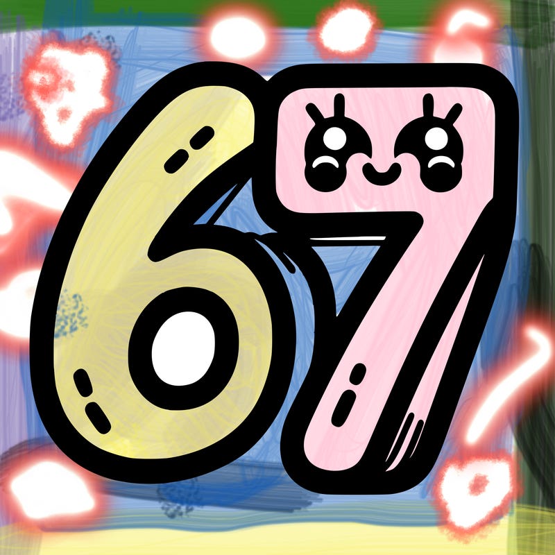 the numbers 67