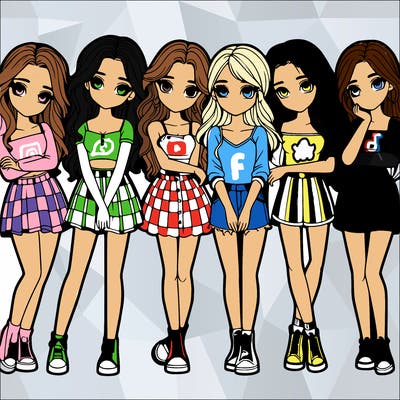 a group of girls realistic