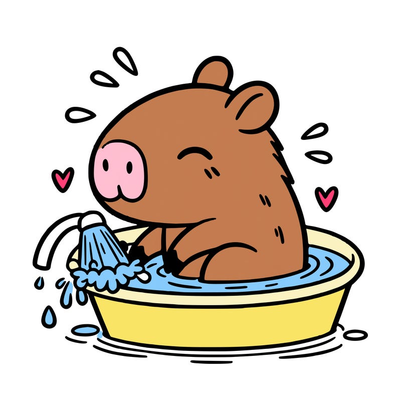 capybara taking a bath