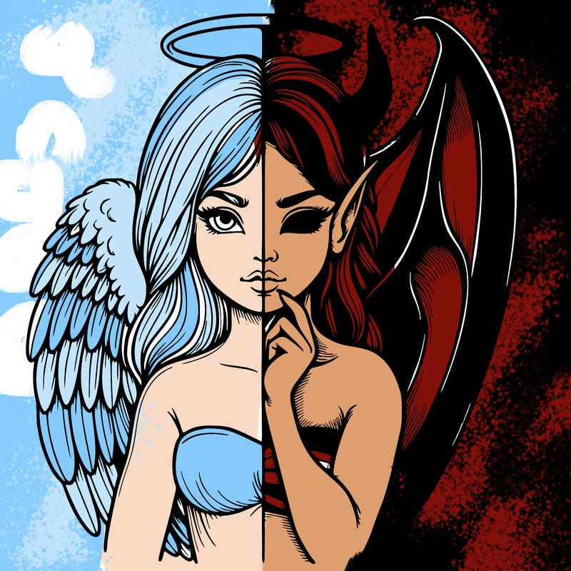 realistic angel half demon